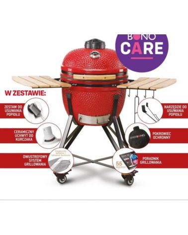 Grill węglowy Kamado BONO MEDIA 52cm (czerwony)